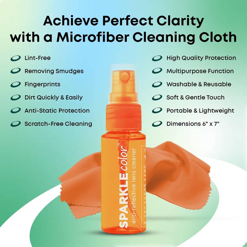 OPTIPAK Sparkle Anti-Reflective Safe Lens Cleaner Spray Kit - (2) 1oz Glasses Cleaner Bottle & (2) Microfiber Cloth for Eyeglasses, Sunglasses, Lenses, Screens and Camera Cleaning Kit (4 Piece Set) - Image 4